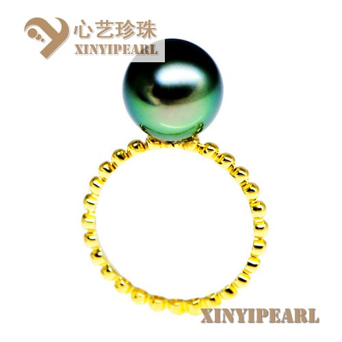(10.3mm黑色)珍珠戒指XY15307|心艺AAAA级珍珠图片