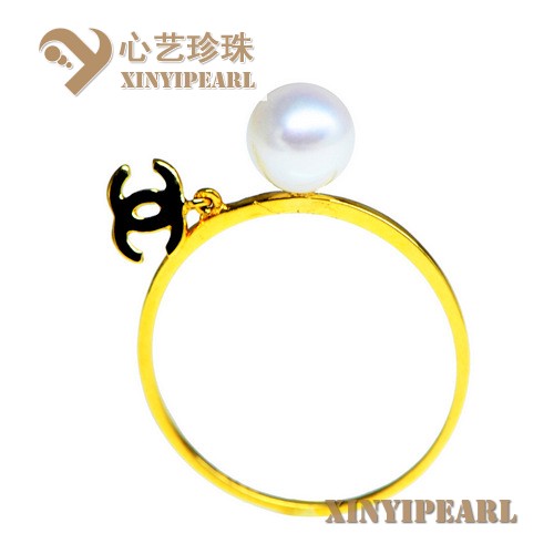 (7.5-8mm白色)珍珠戒指XY15311__心艺珍珠饰品网-饰品图片