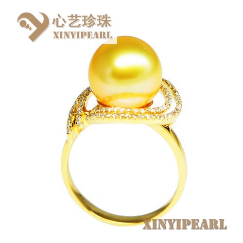 (11.5mm深金色)珍珠戒指XY15312|心艺淡水珍珠饰品图片