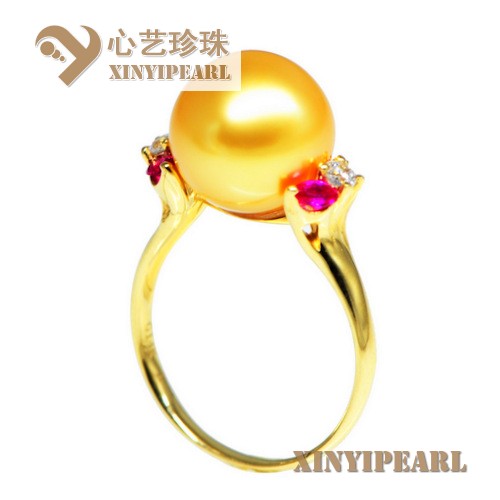 (11.2mm金色)珍珠戒指XY15313|心艺AAAA级珍珠图片