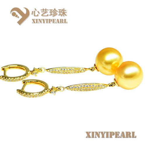 (11.5mm金色)珍珠耳钉XY15316|心艺AAAA级珍珠图片