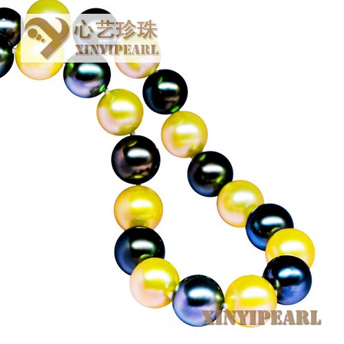 心艺珍珠图片:(12-13mm金色黑色)珍珠项链XY15328