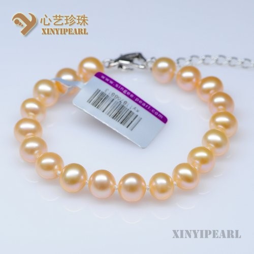 (8-9mm粉色)珍珠手链SC12005-2__心艺珍珠饰品网-饰品图片