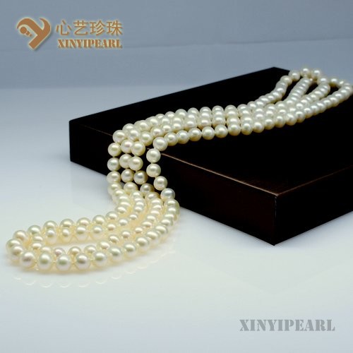 (8-9mm白色)珍珠毛衣链SC12102|心艺珍珠饰品网-珍珠图片
