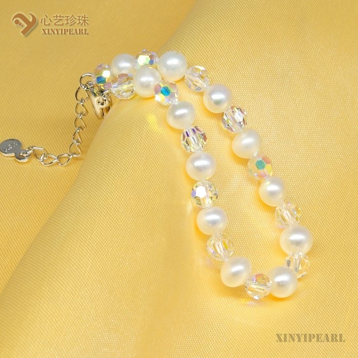 (7-8mm白色)珍珠手链SC12195|心艺一般光泽珍珠图片