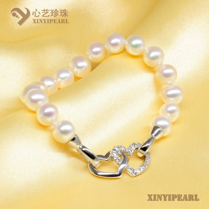 (8-9mm白色)珍珠手链SC12251-1__心艺珍珠饰品网-饰品图片