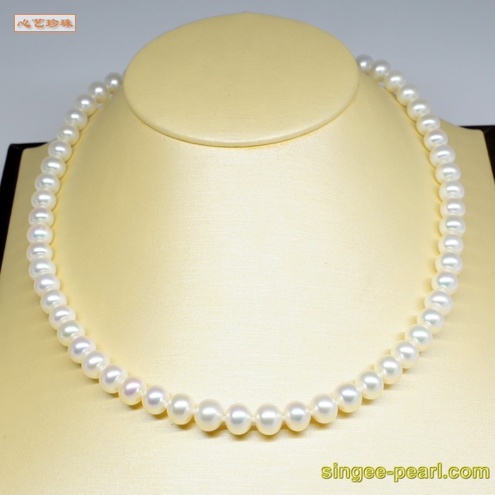 心艺珍珠:(8-9mm白色)珍珠项链SC12253-1图片五