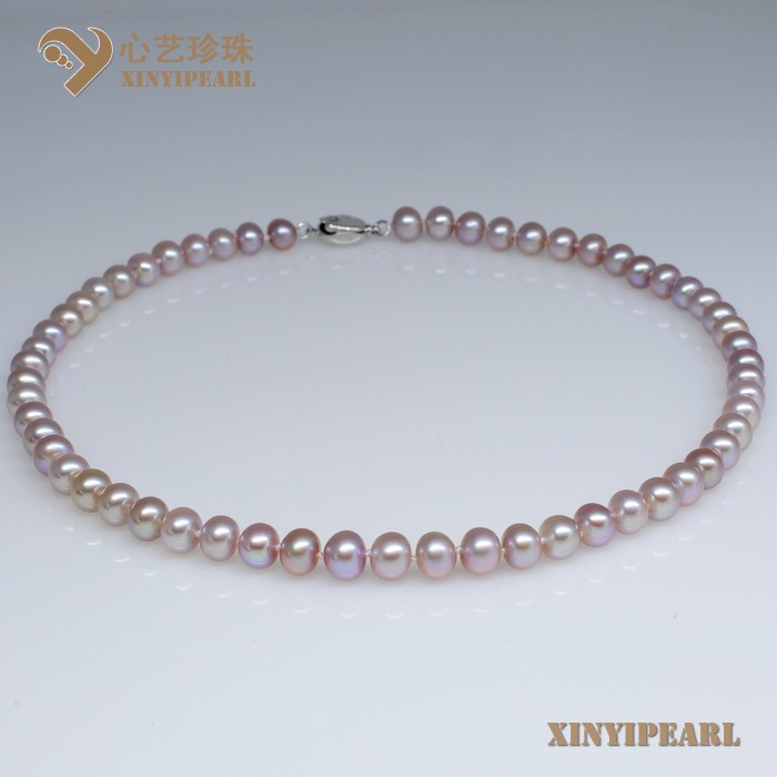 (8-9mm紫色)珍珠项链SC12253-3-心艺珍珠图片