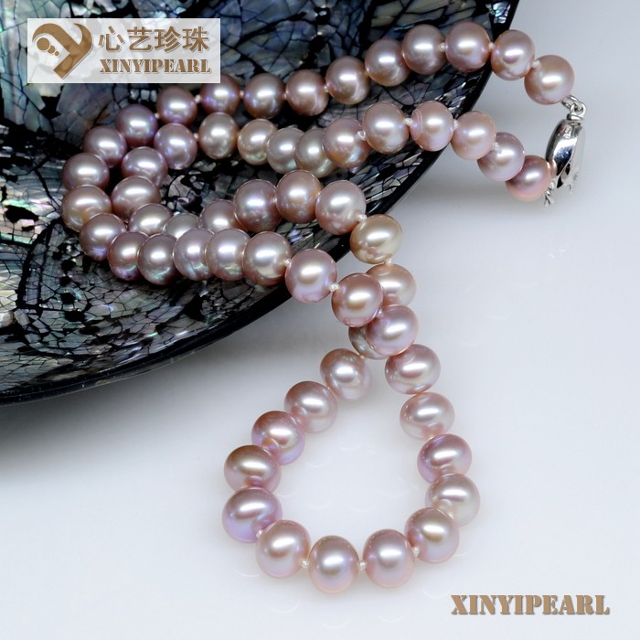 心艺珍珠:(8-9mm紫色)珍珠项链SC12253-3图片三