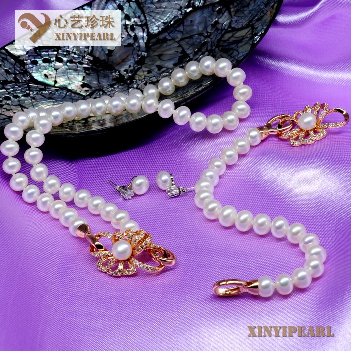 (8-9mm白色)珍珠套装SC12266-1|心艺珍珠饰品网-珍珠图片