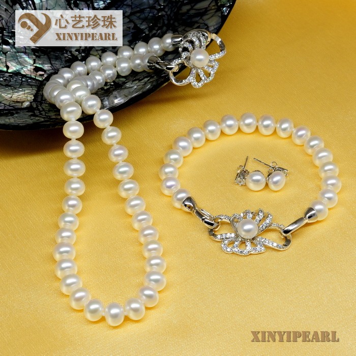 (8-9mm白色)珍珠套装SC12266-2|心艺珍珠饰品网-珍珠图片