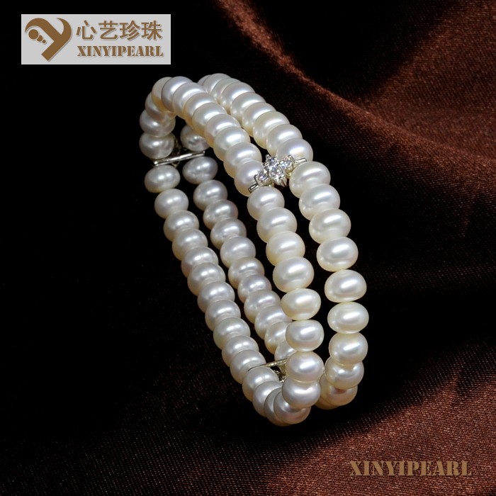 心艺珍珠:(7-8mm白色)珍珠手链SC12267图片三