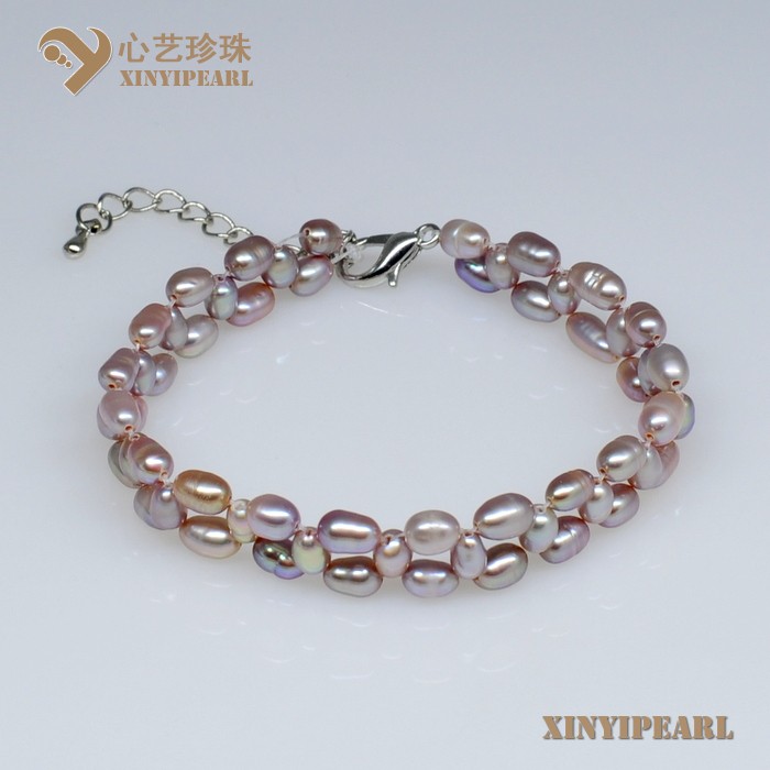 (4-5mm 紫色)珍珠手链XY13006-3|心艺铜镀白金配件珍珠图片