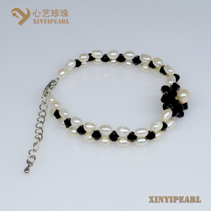 (4-5mm 白色)珍珠手链XY13007|心艺一般光泽珍珠图片