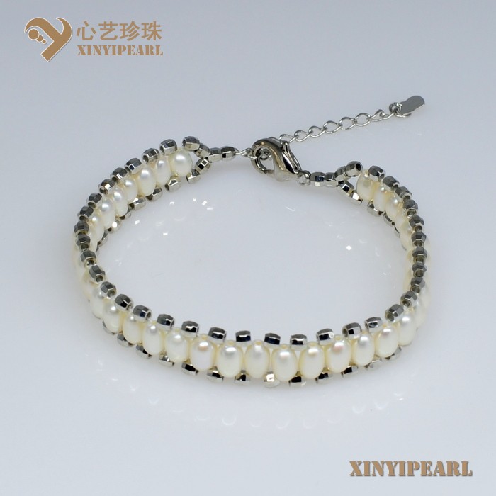 (4-5 白色)珍珠手链XY13010|心艺一般光泽珍珠图片