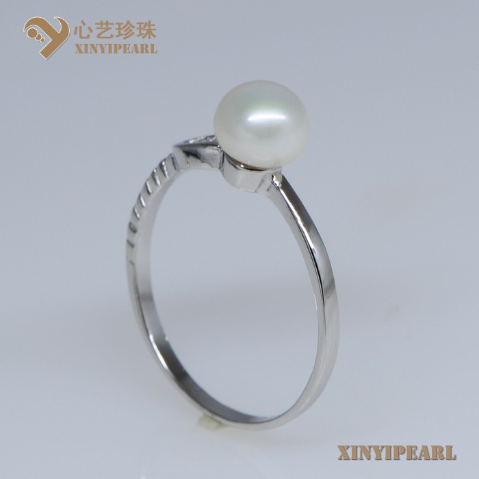 (7-8mm白色)珍珠戒指XY13015-1-心艺珍珠图片