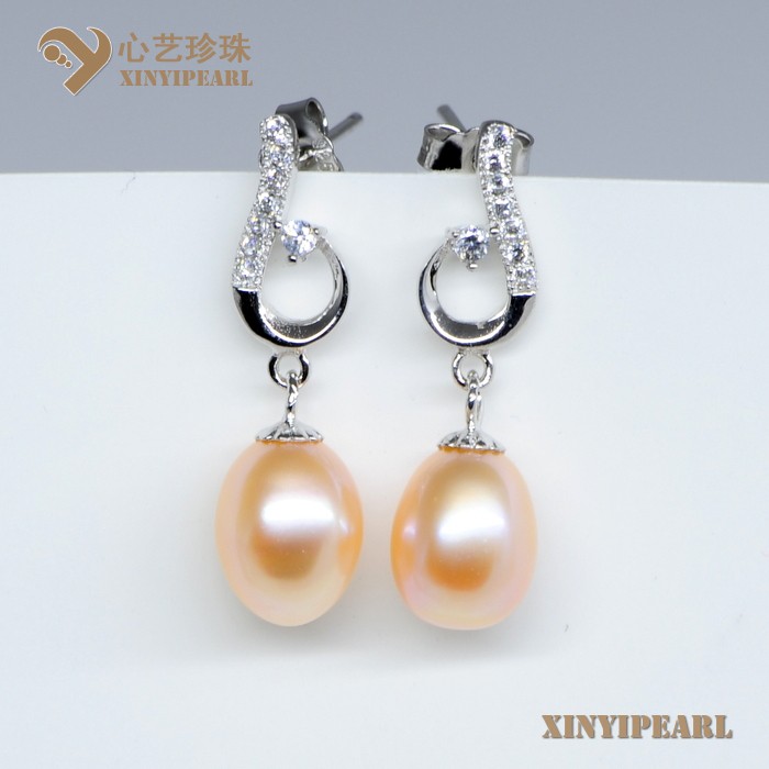 (7-8mm粉色)珍珠耳钉XY13057-2|心艺粉色淡水珍珠耳钉图片