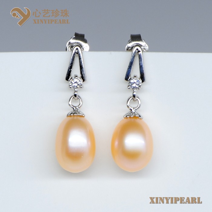 (7-8mm粉色)珍珠耳钉XY13058-2|心艺珍珠饰品网-珍珠图片