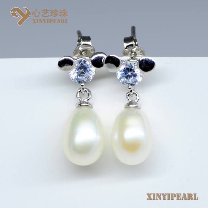 (7-8mm白色)珍珠耳钉XY13060-1|心艺珍珠饰品网-珍珠图片