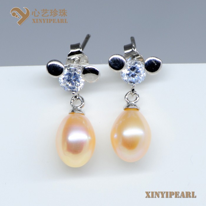 (7-8mm粉色)珍珠耳钉XY13060-2|心艺珍珠饰品网-珍珠图片