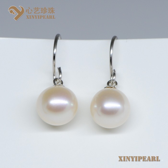 (9-10mm白色)珍珠耳环XY13067-1|心艺正圆淡水珍珠耳钉图片