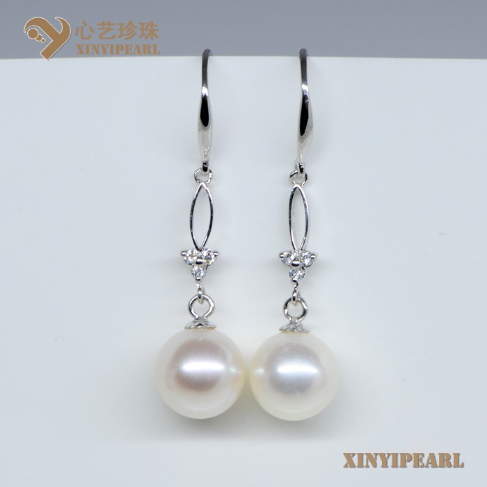 (10-11mm白色)珍珠耳环XY13068-1|心艺正圆淡水珍珠耳钉图片