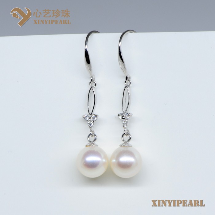 (9-10mm白色)珍珠耳环XY13068-3|心艺正圆淡水珍珠耳钉图片