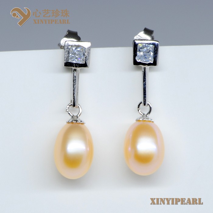 (7-8mm粉色)珍珠耳钉XY13072-2|心艺珍珠饰品网-珍珠图片