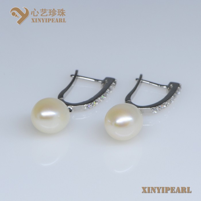 (9-10mm白色)珍珠耳钉XY13075|心艺珍珠饰品网-珍珠图片